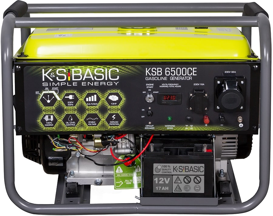 Генератор бензиновий KONNER&SOHNEN 1 фаза (230В), 5кВт, (BASIC KSB 6500CE)